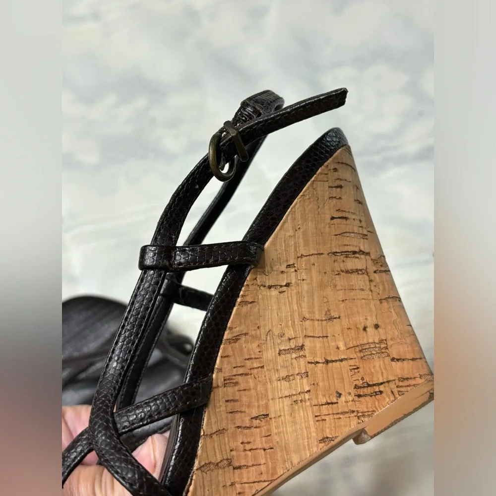 Aldo Vero Cuoio wedge black size 39 leather cork‎